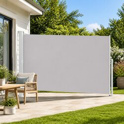 200x500cm Grey Retractable Awning with Steel Base