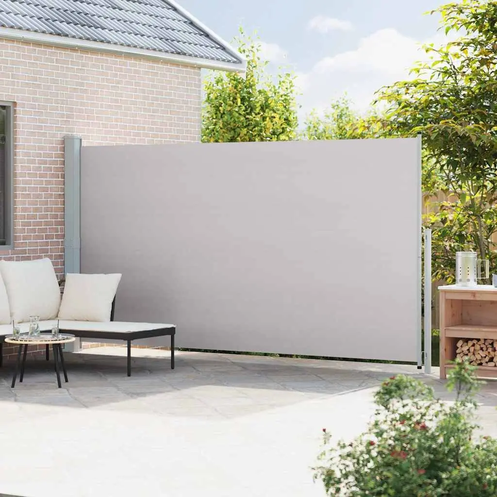 Retractable Side Awning for Patio 200x500cm Grey Outdoor Sunshade Privacy Screen