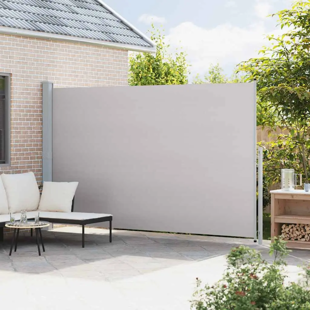 Patio Retractable Side Awning 220x500cm Grey Outdoor Sunshade Screen