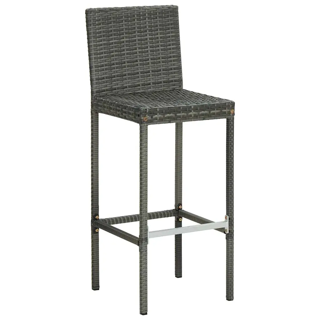 Set of 2 Outdoor Bar Stools with Grey Cushions