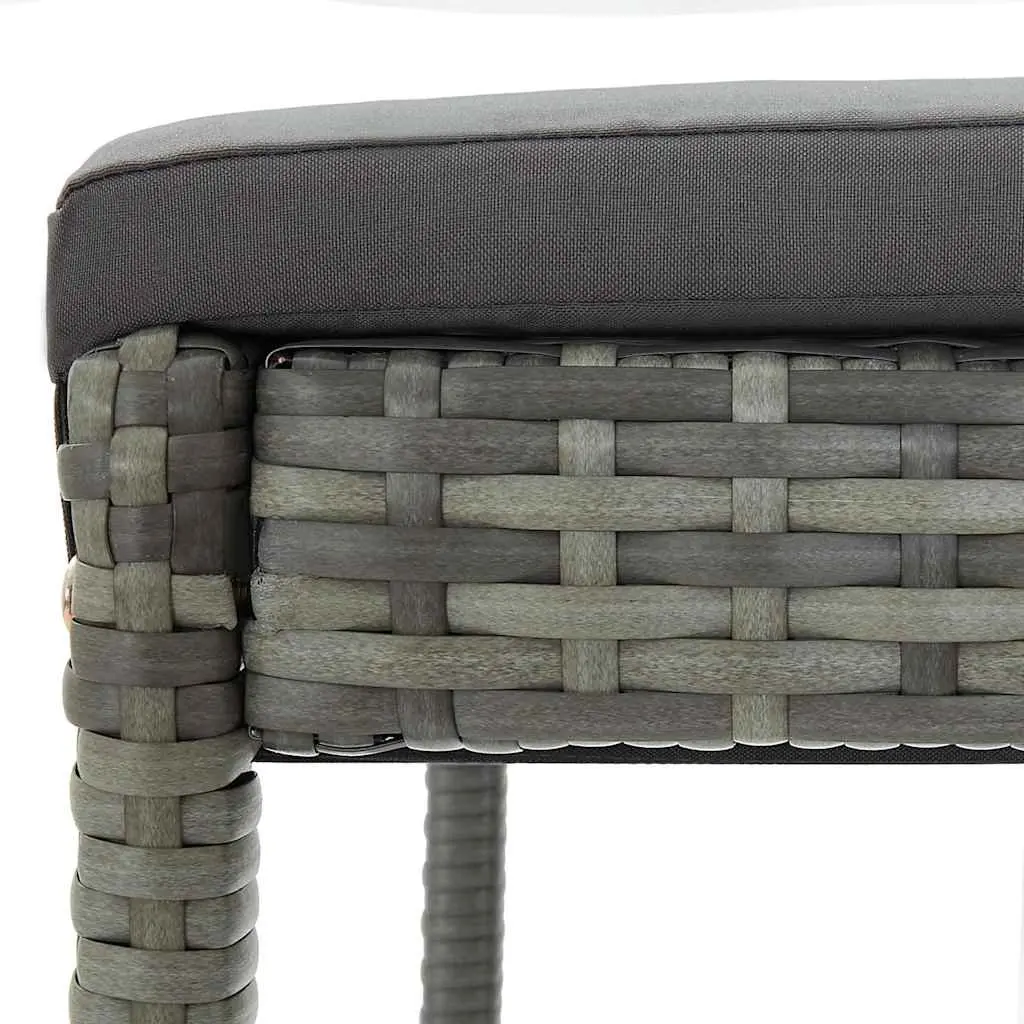 Set of 2 Outdoor Bar Stools with Grey Cushions