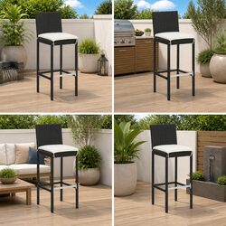 Black Outdoor Bar Stools Set of 4 - Specs Included