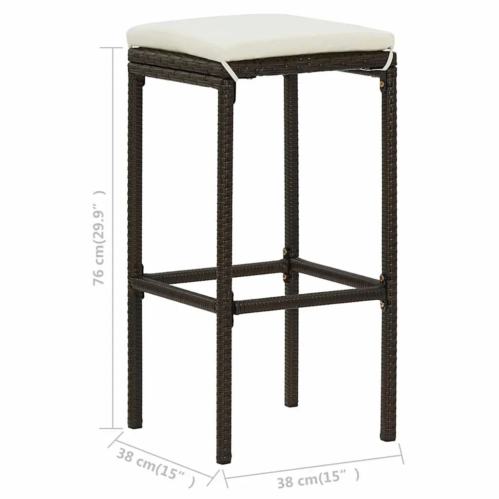 Bar Stools for Kitchen Dining Brown Rattan Counter Height 3 Piece Set