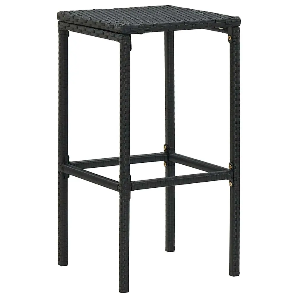 Bar Stools with Cushions Set of 6 for Kitchen Dining Black PE Rattan