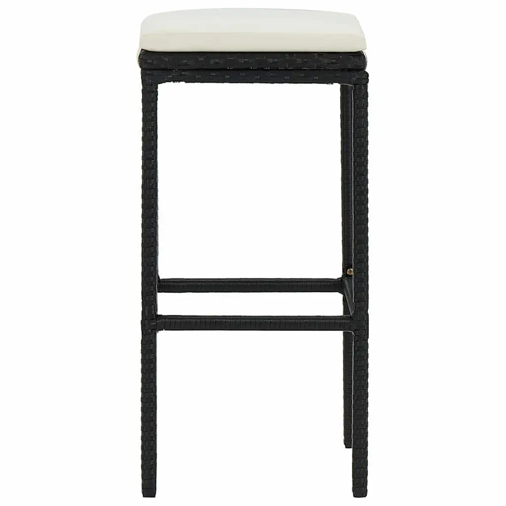Bar Stools with Cushions Set of 6 for Kitchen Dining Black PE Rattan
