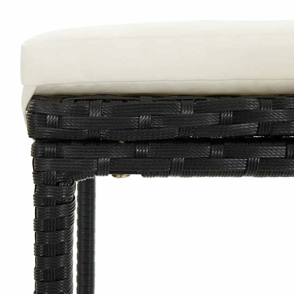 Bar Stools with Cushions Set of 6 for Kitchen Dining Black PE Rattan
