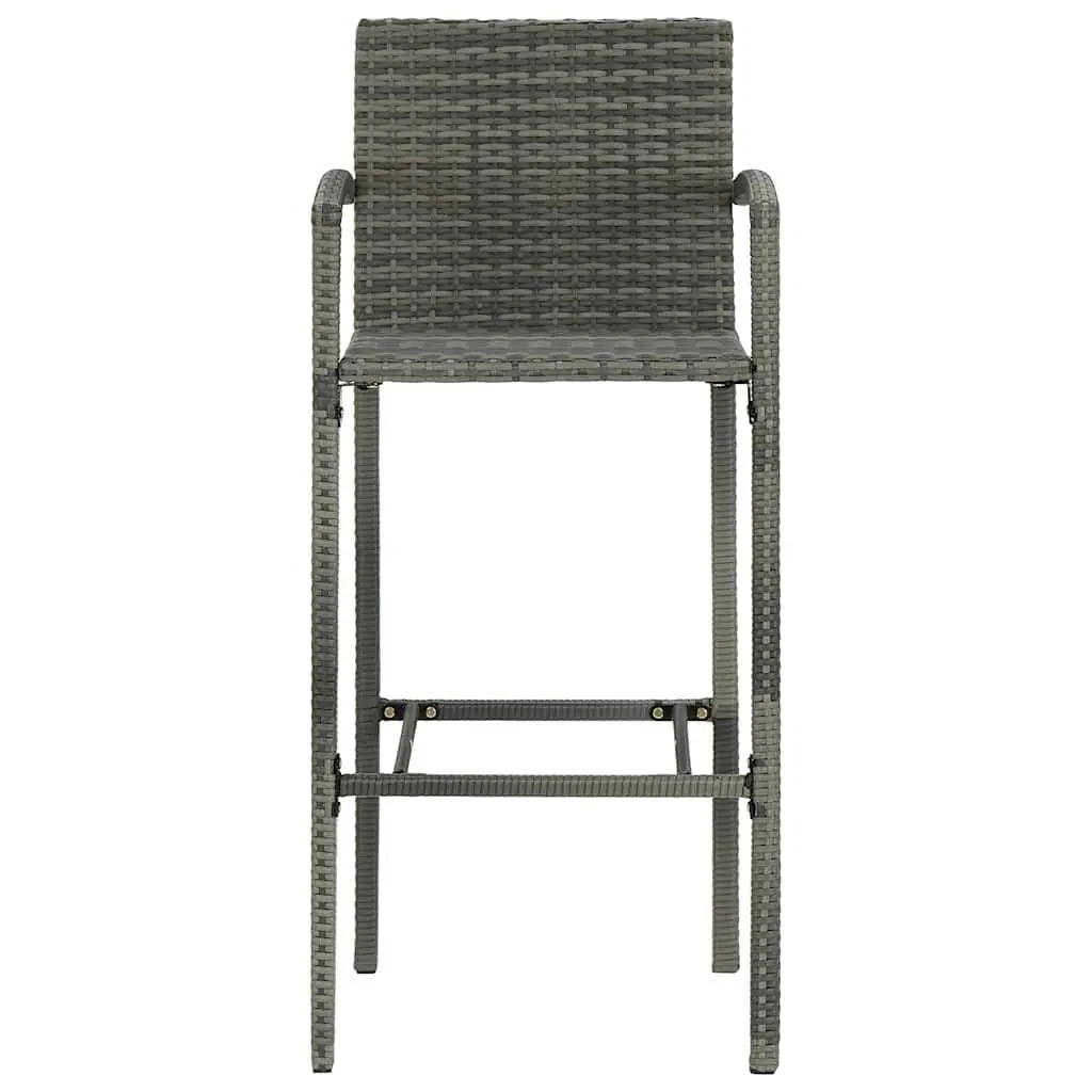 Outdoor Bar Stools Garden Patio Indoor 2 Piece Grey Rattan