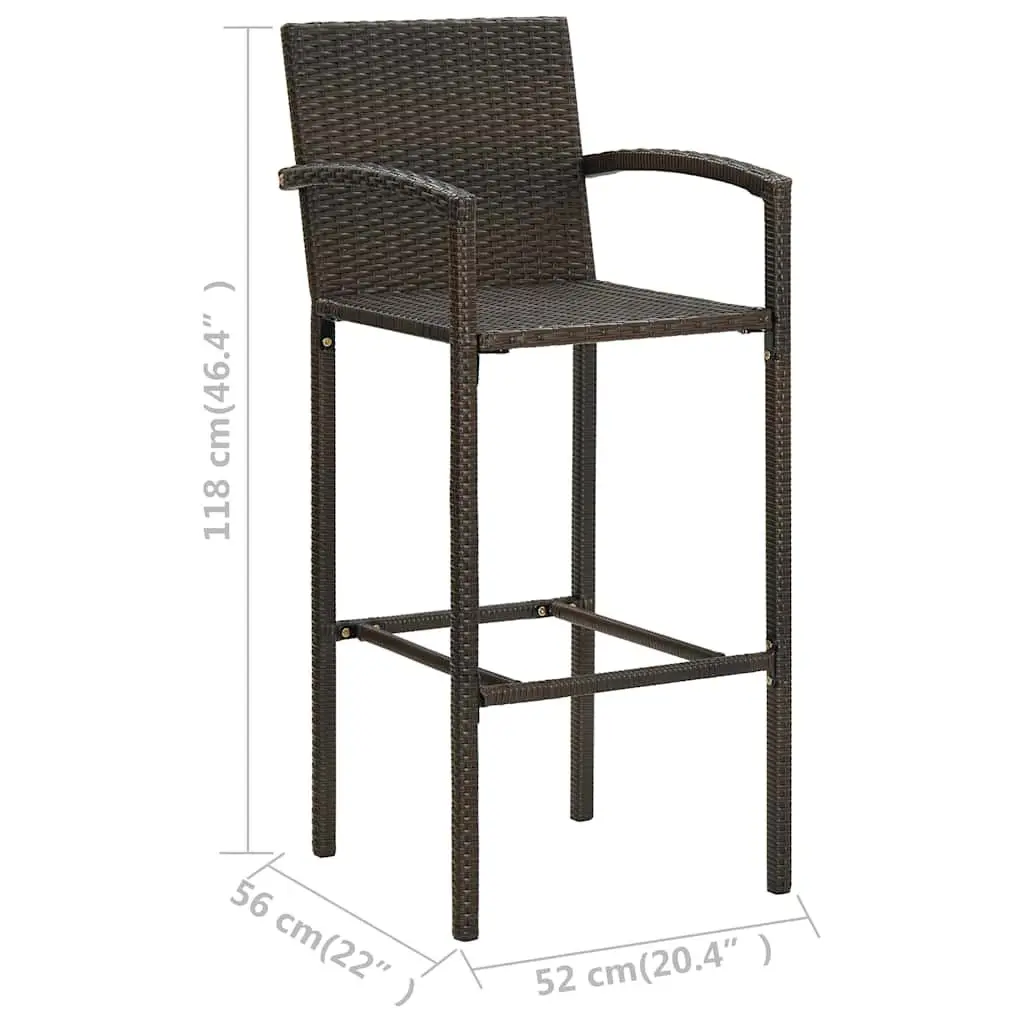 Bar Stools Indoor Outdoor 4 Piece Brown Rattan Seating with Footrest