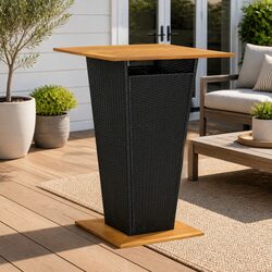 Specifications for Black Outdoor Bar Table with Acacia Top