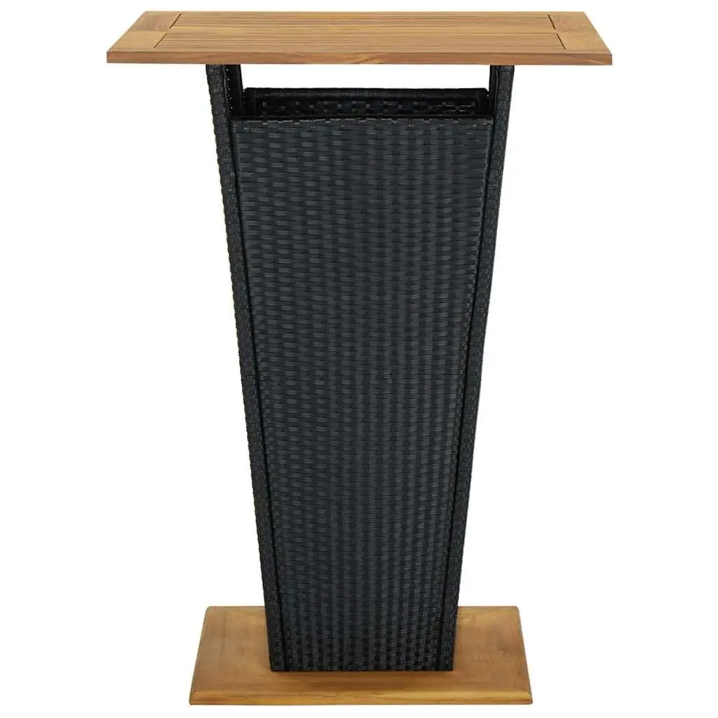 Black Outdoor Bar Table with Acacia Top