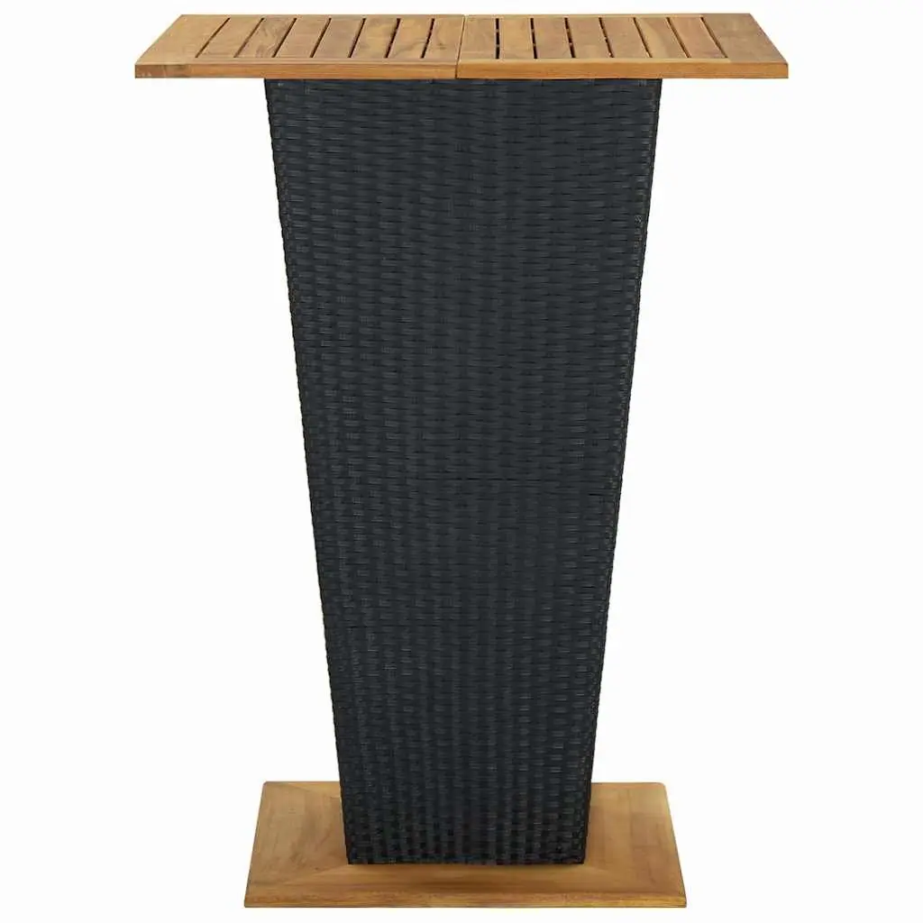 Black Outdoor Bar Table with Acacia Top