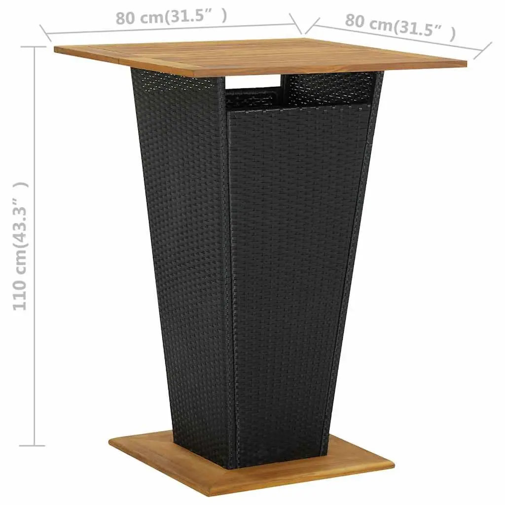 Black Outdoor Bar Table with Acacia Top