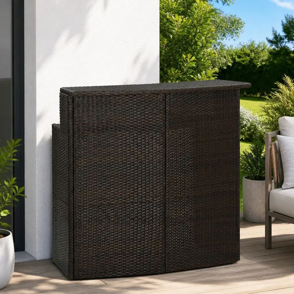 Outdoor Bar Table 2-Tier Brown Counter Height for Patio and Garden 120 x 55 x 110 cm