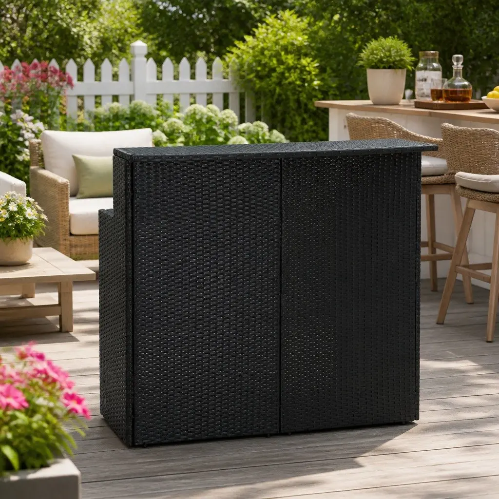 Outdoor Black Bar Table with 2 Tiers
