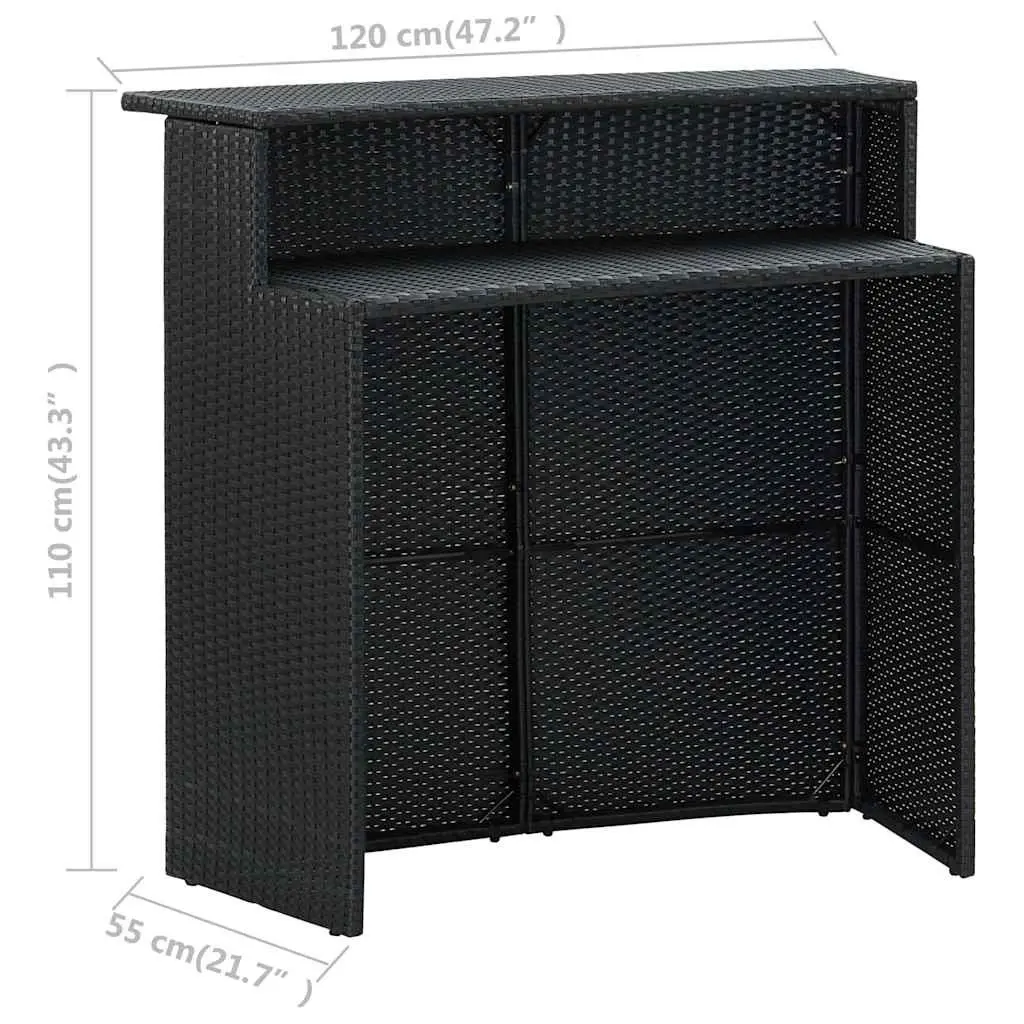 Outdoor Black Bar Table with 2 Tiers