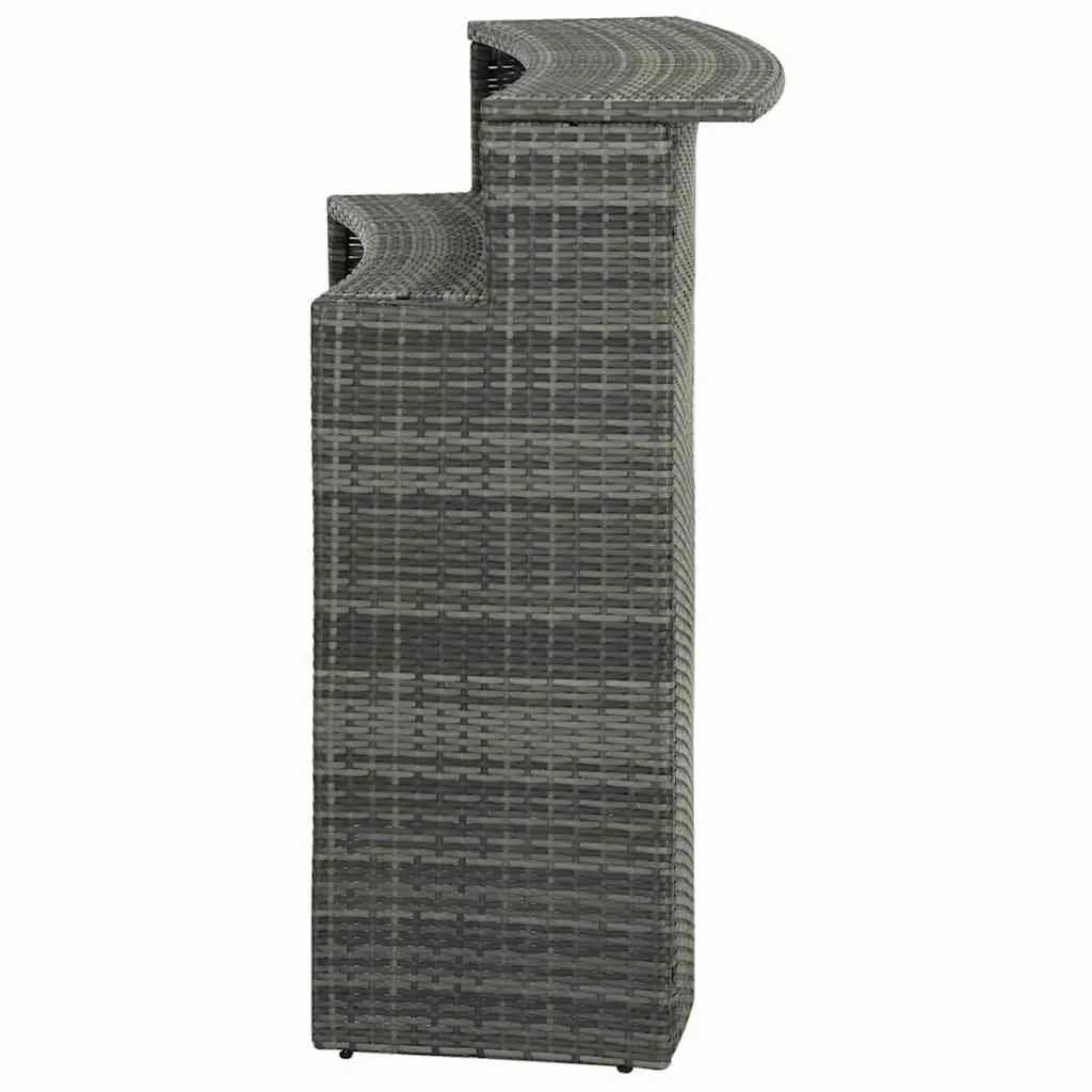 Outdoor Bar Table for Garden 2-Tier Grey PE Rattan