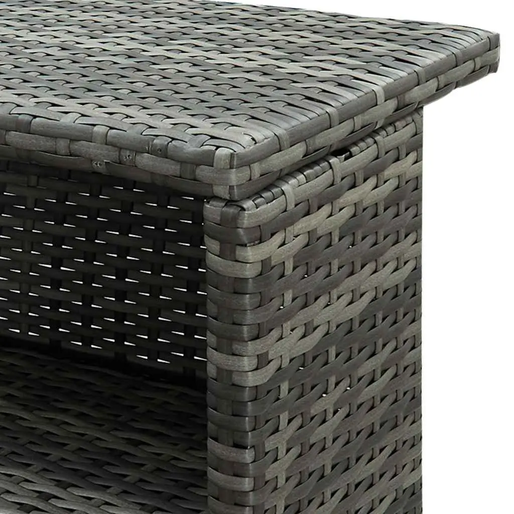 Outdoor Bar Table for Garden 2-Tier Grey PE Rattan