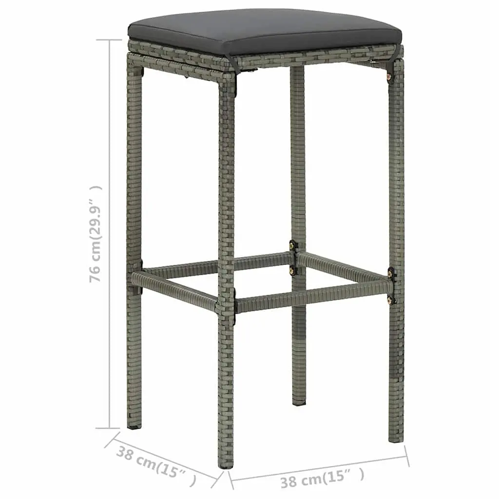 3 Piece Bar Set Outdoor Garden Use Grey Poly Rattan Table Stools