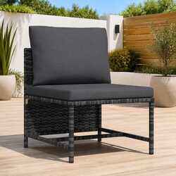 Outdoor Middle Sofa: Grey PE Rattan Modular Seating
