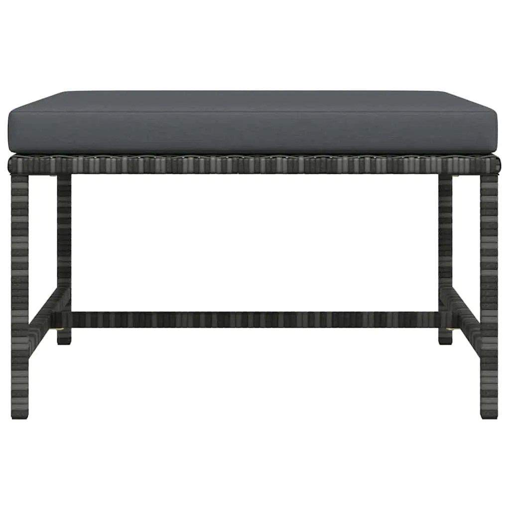 Outdoor Footrest Ottoman for Patio Garden with Removable Cushion Grey Rattan
