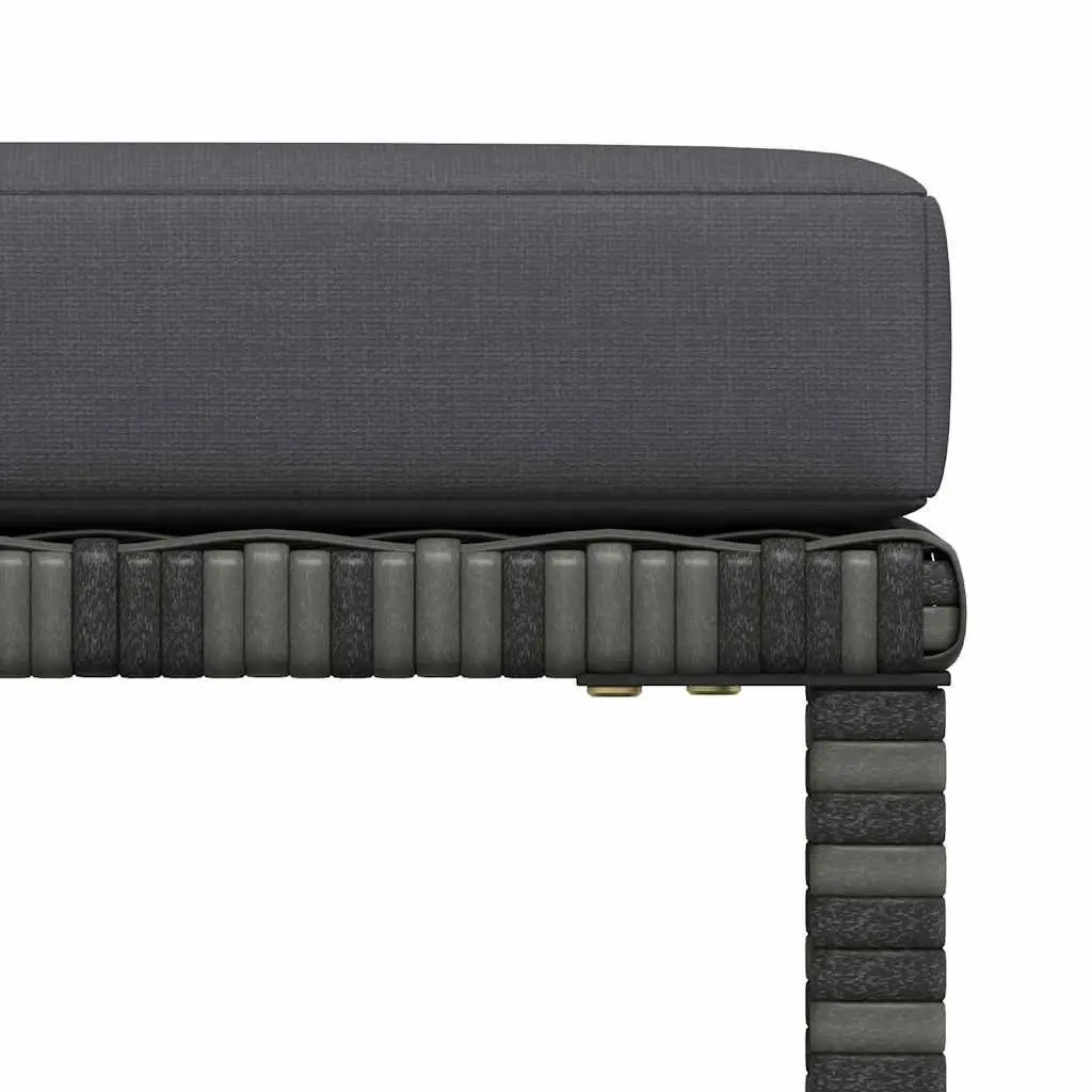 Outdoor Footrest Ottoman for Patio Garden with Removable Cushion Grey Rattan