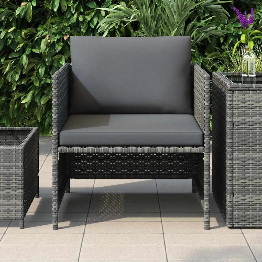 Grey Modular Outdoor Sofa Unit for Garden Lounge with Weather-Resistant PE Rattan and Sturdy Steel Frame