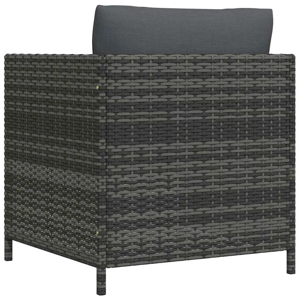 Grey Modular Outdoor Sofa Unit for Garden Lounge with Weather-Resistant PE Rattan and Sturdy Steel Frame