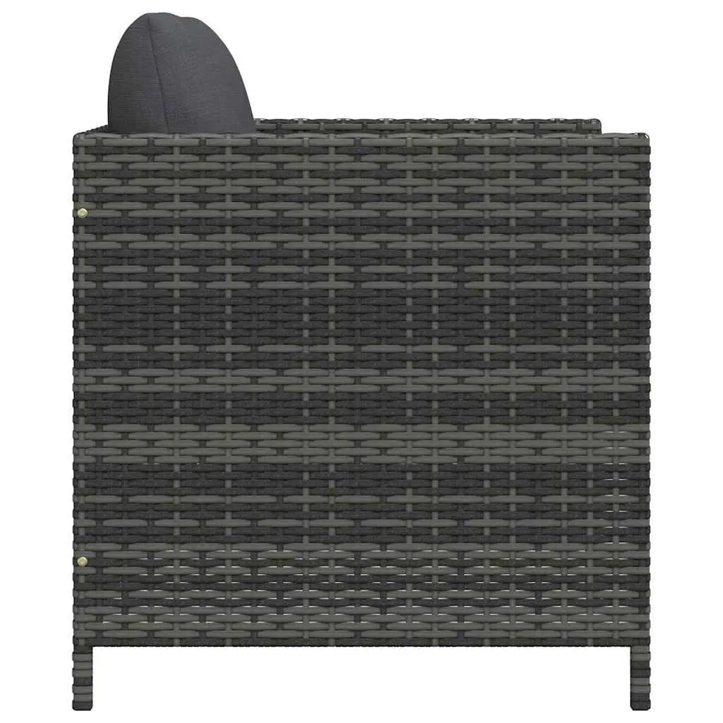 Grey Modular Outdoor Sofa Unit for Garden Lounge with Weather-Resistant PE Rattan and Sturdy Steel Frame