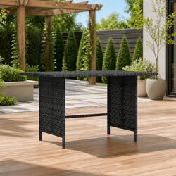 Grey Poly Rattan Patio Dining Table - 110 x 70 x 65 cm