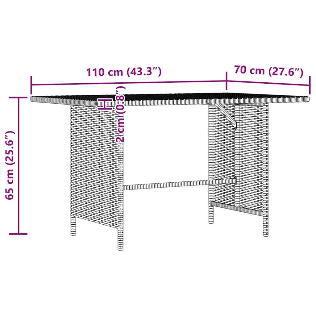 Outdoor Garden Dining Table Grey Poly Rattan Patio Furniture Steel Frame