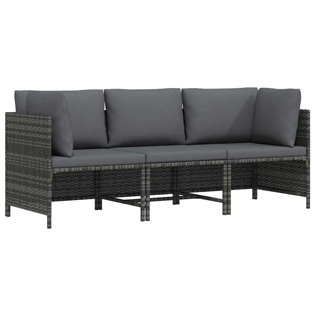 3 Seater Outdoor Lounge Sofa Patio Furniture Grey PE Rattan Sectional