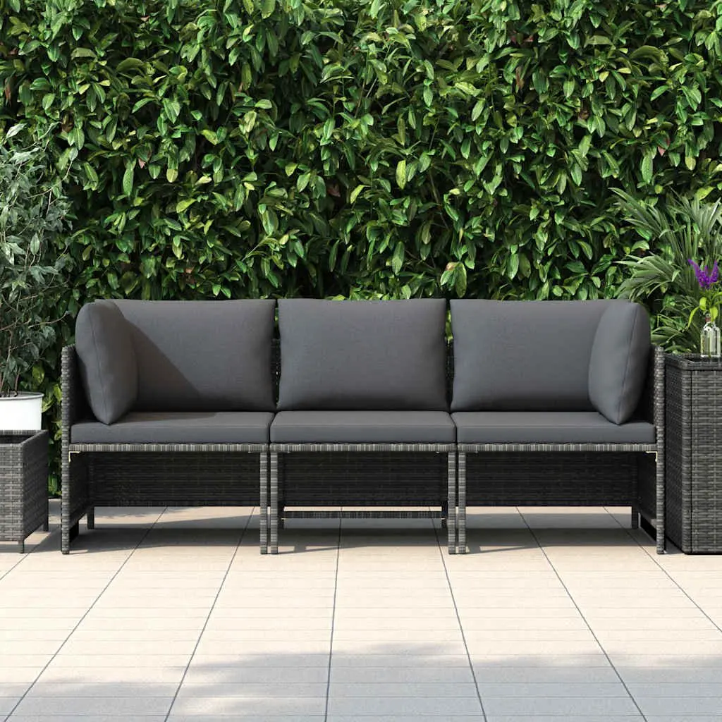 3 Seater Outdoor Lounge Sofa Patio Furniture Grey PE Rattan Sectional