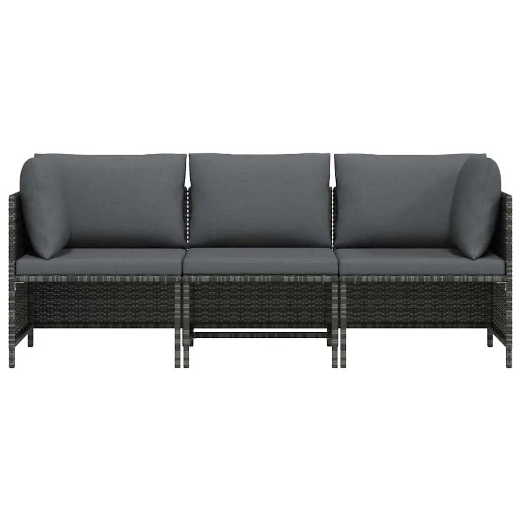 3 Seater Outdoor Lounge Sofa Patio Furniture Grey PE Rattan Sectional