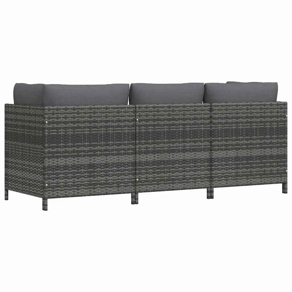 3 Seater Outdoor Lounge Sofa Patio Furniture Grey PE Rattan Sectional