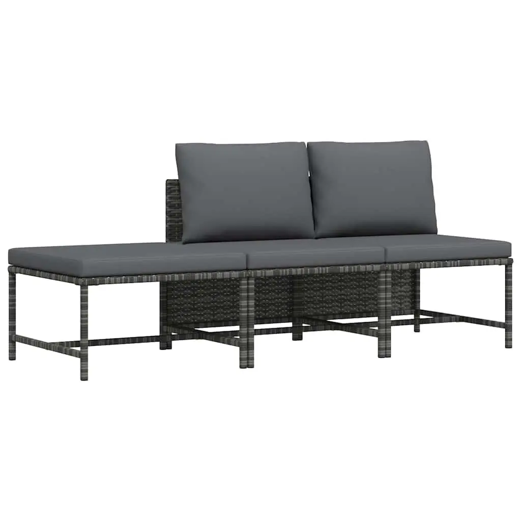 Grey Poly Rattan 3 Piece Outdoor Garden Sofa Set Lounge Furniture