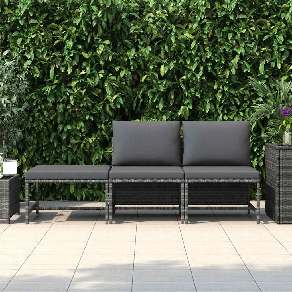 Grey Poly Rattan 3 Piece Outdoor Garden Sofa Set Lounge Furniture