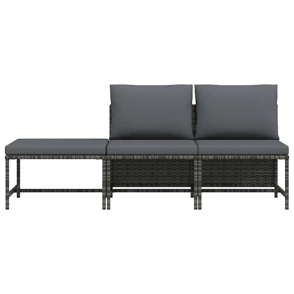 Grey Poly Rattan 3 Piece Outdoor Garden Sofa Set Lounge Furniture