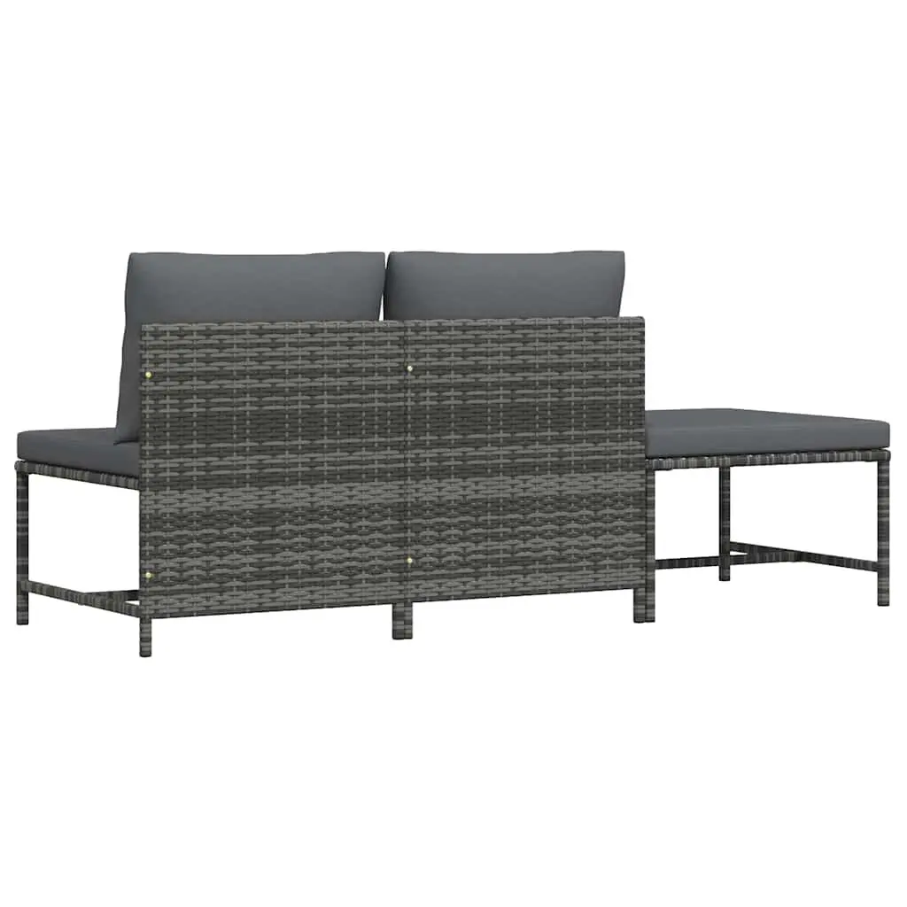 Grey Poly Rattan 3 Piece Outdoor Garden Sofa Set Lounge Furniture
