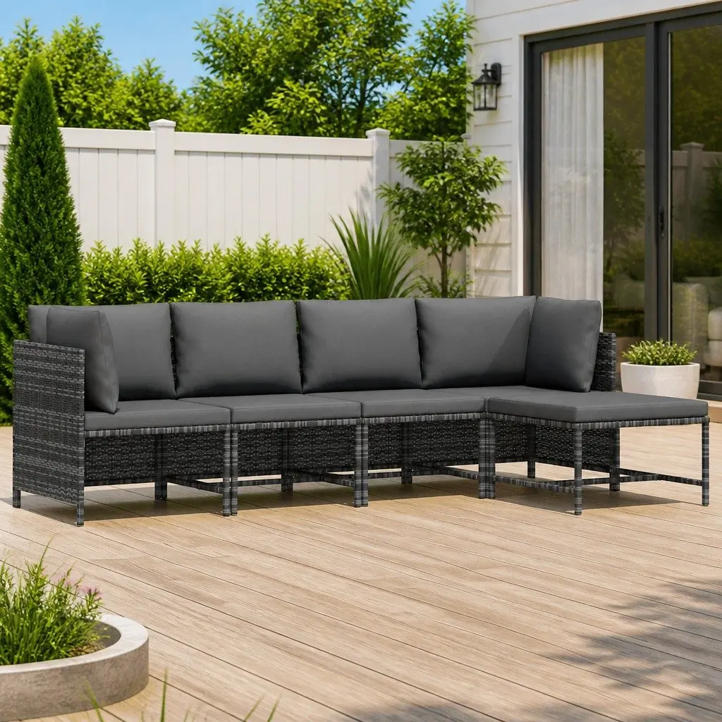 Garden Lounge Set Outdoor Patio Sofa Set 4 Piece Grey