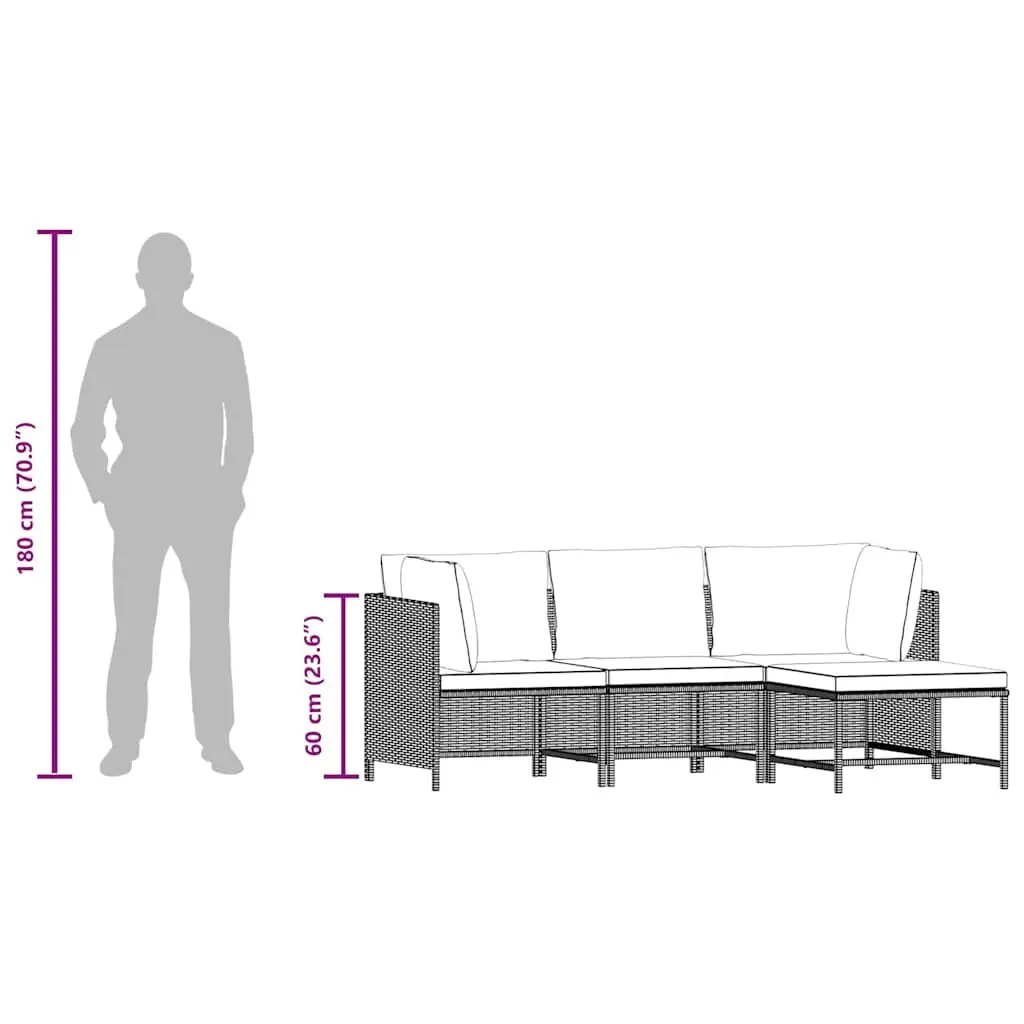 Garden Lounge Set Outdoor Patio Sofa Set 4 Piece Grey