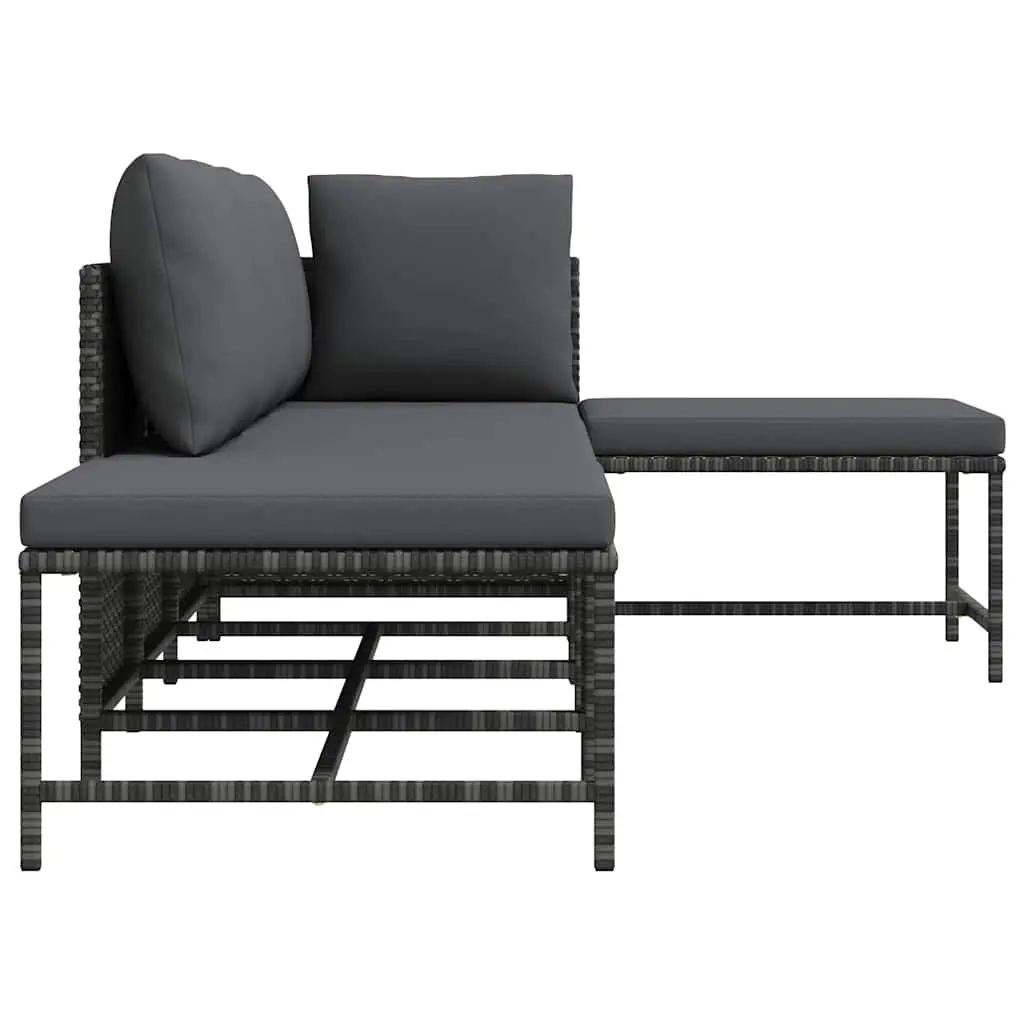 Garden Sofa Set 5 Piece Outdoor Lounge Sectional with Cushions Grey Rattan