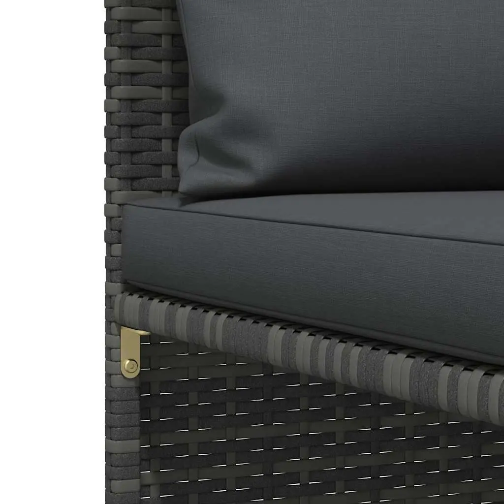 Garden Sofa Set 5 Piece Outdoor Lounge Sectional with Cushions Grey Rattan