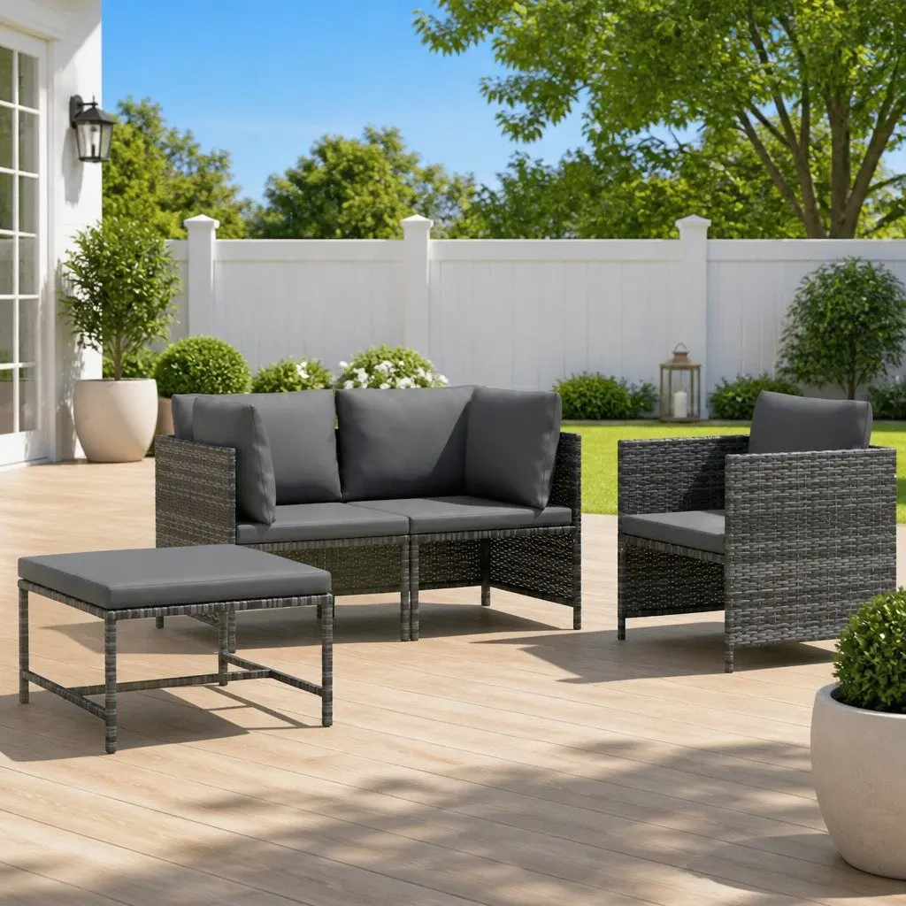 Outdoor Sectional Sofa Set Garden Lounge Grey 4 Piece