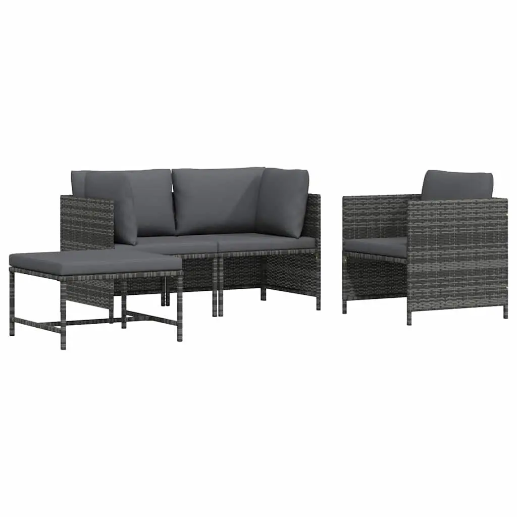 Outdoor Sectional Sofa Set Garden Lounge Grey 4 Piece
