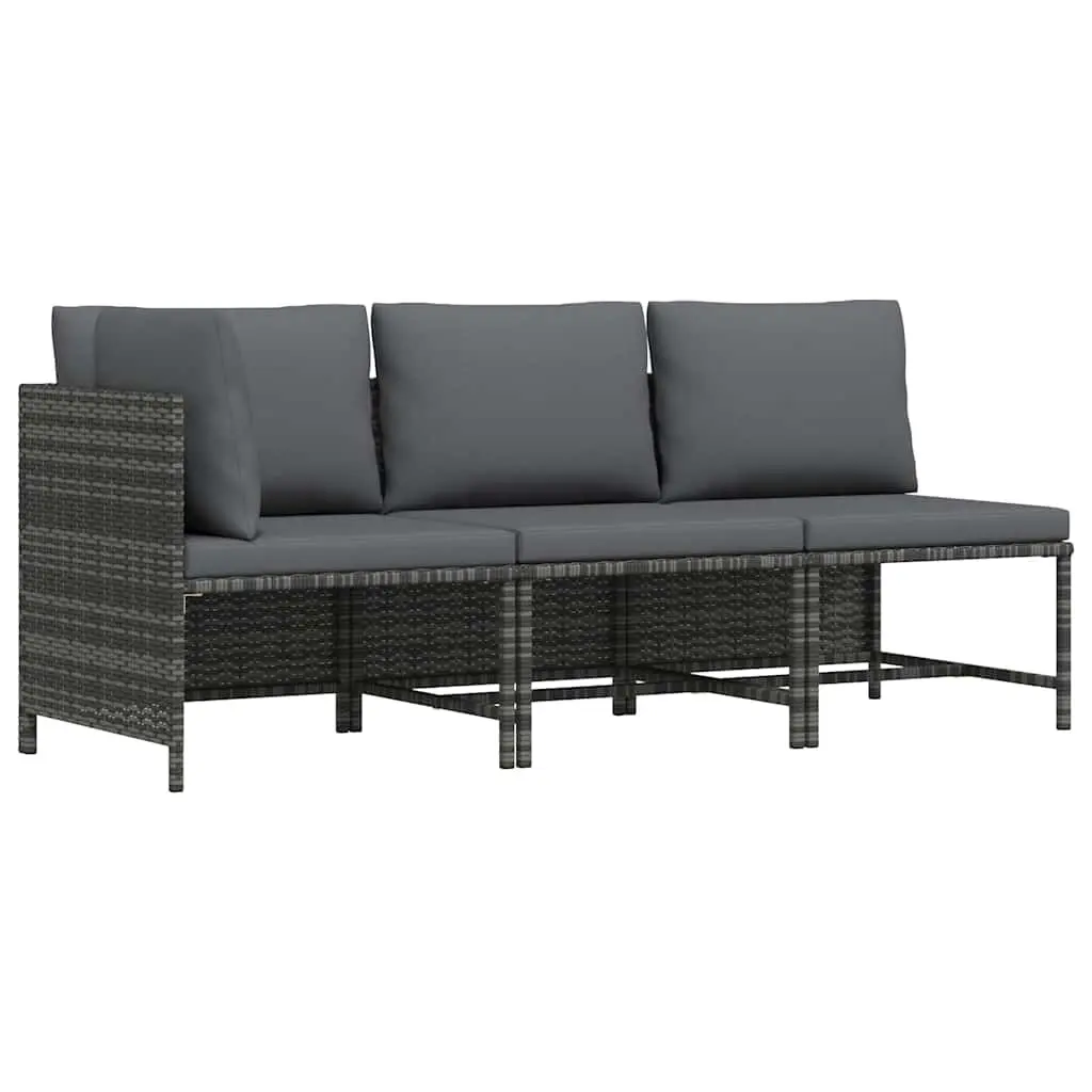 3 Piece Garden Lounge Set for Patio Outdoor Sofa with Cushions