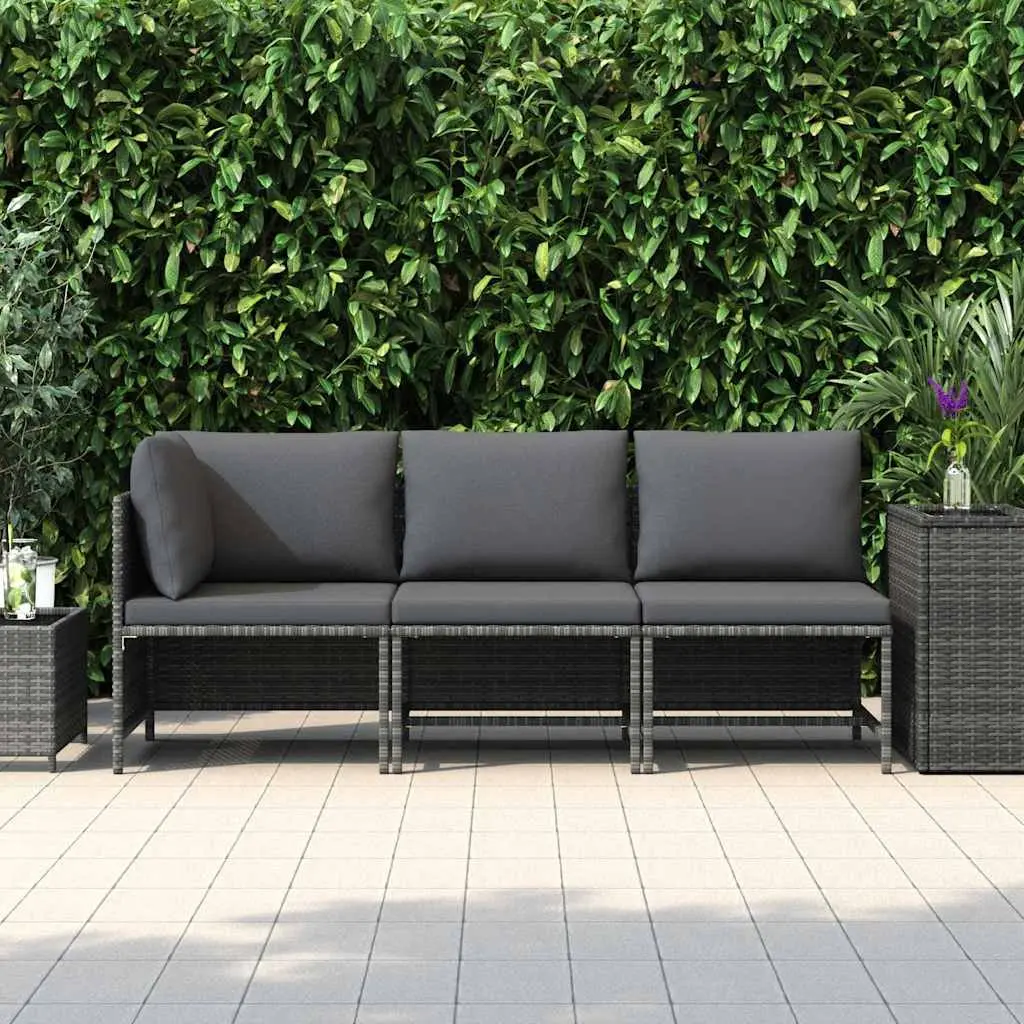 3 Piece Garden Lounge Set for Patio Outdoor Sofa with Cushions