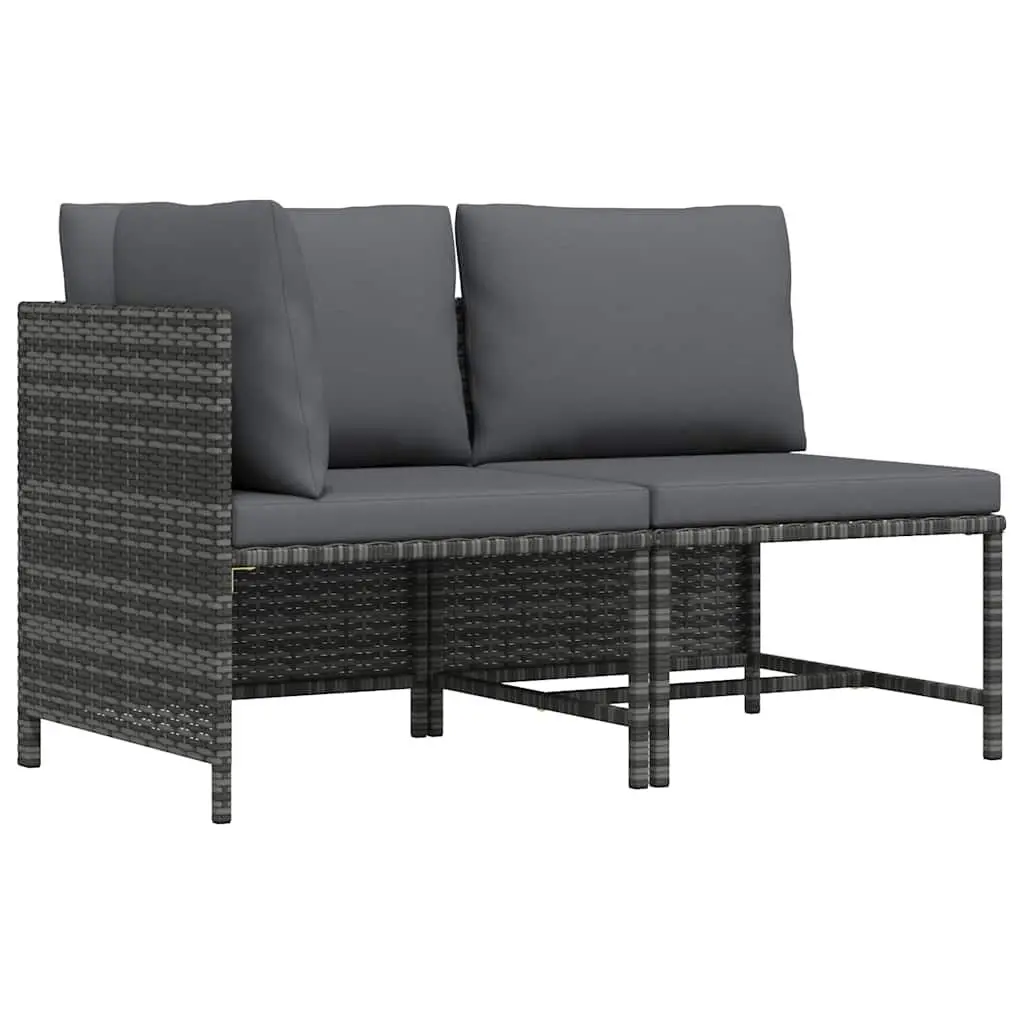 2-Piece Garden Sofa Set with Grey Cushions