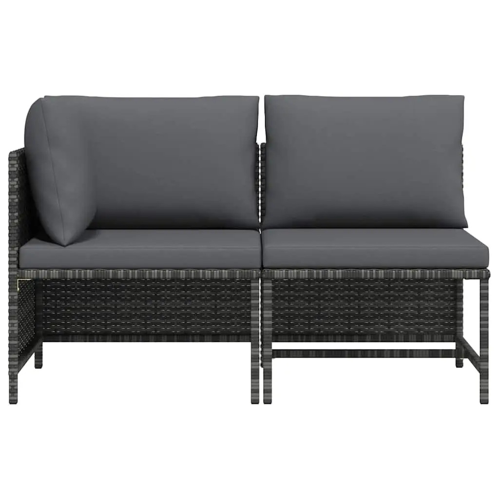 2-Piece Garden Sofa Set with Grey Cushions