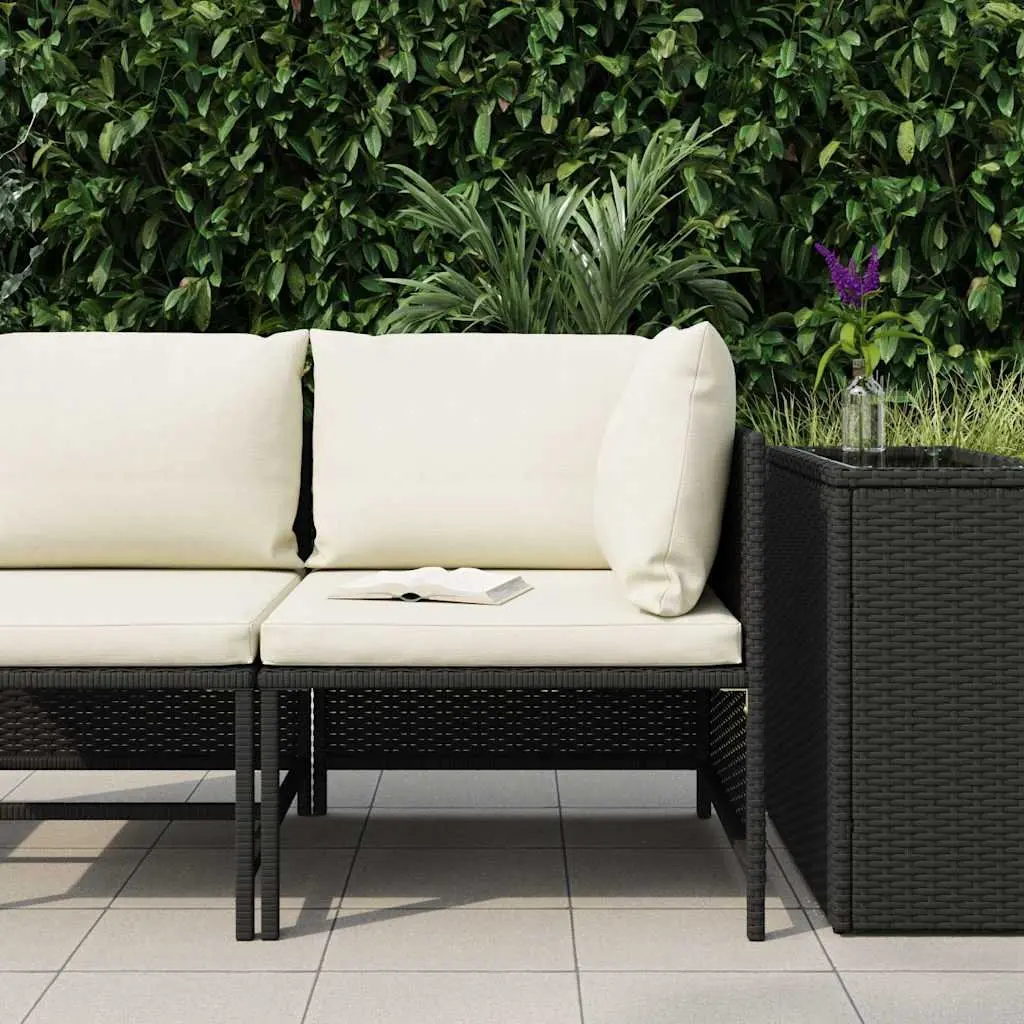 Outdoor Sectional Corner Sofa for Garden Black PE Rattan Weather-resistant
