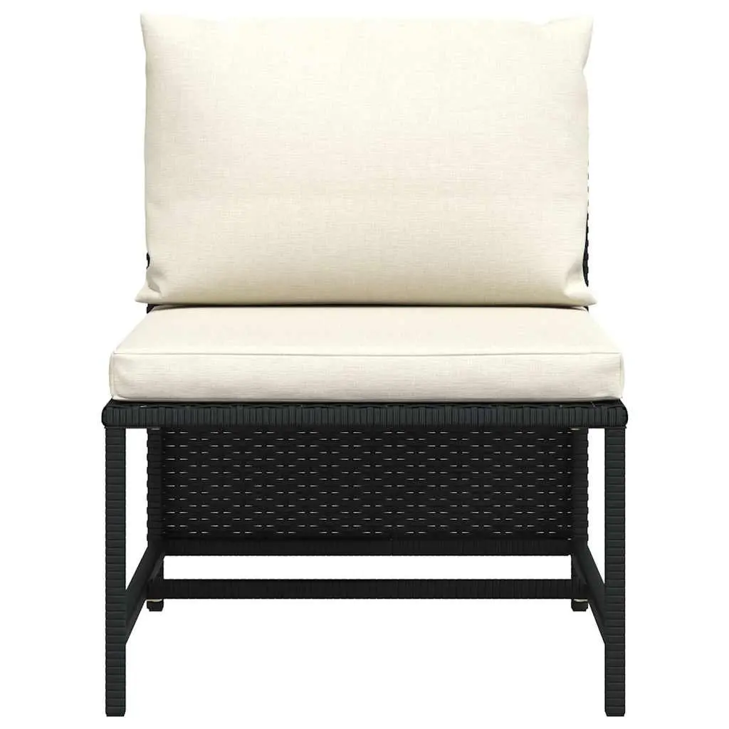 Black Poly Rattan Sectional Middle Sofa